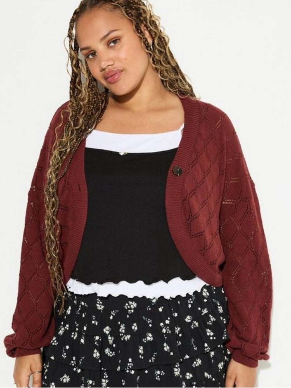 Torrid Lovesick Diamond Pointelle Knit Cardigan - Size 2X - NWT!